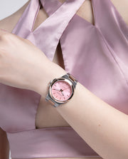 Reloj Acero Ip Rosa Brazalete Sra Va