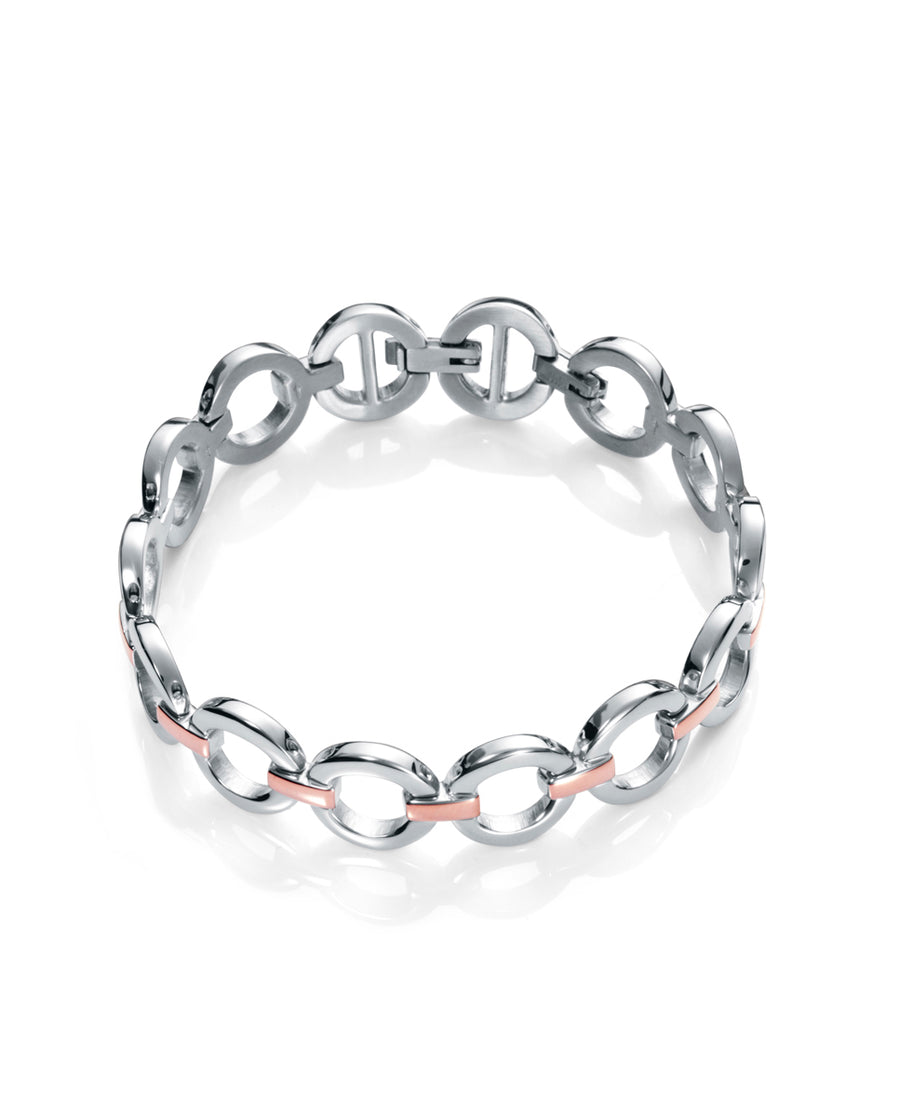 Stainless Steel Two Tone Links Bracelet Lady Fash