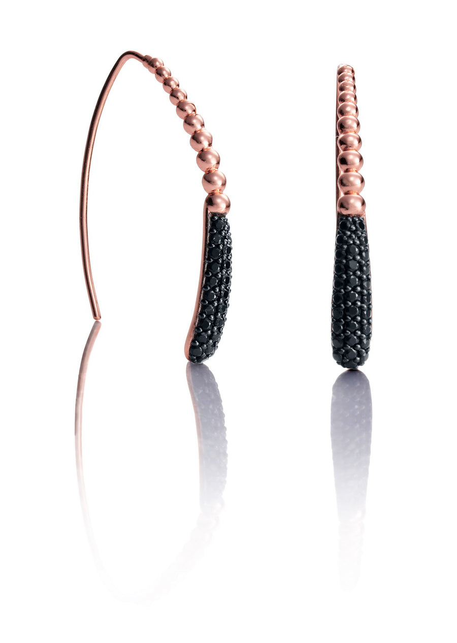 Earrings Silver Platedpink 18kt Crystal Black Lady