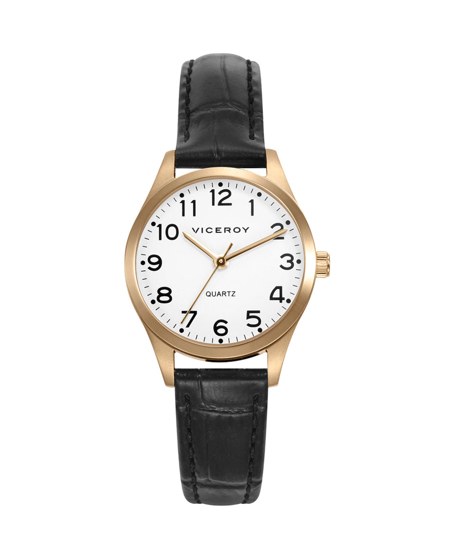 Reloj Acero Ip Dorado Correa Sra Basica Va