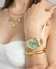 Reloj Acero Ip Dorado Brazalete Sra Va