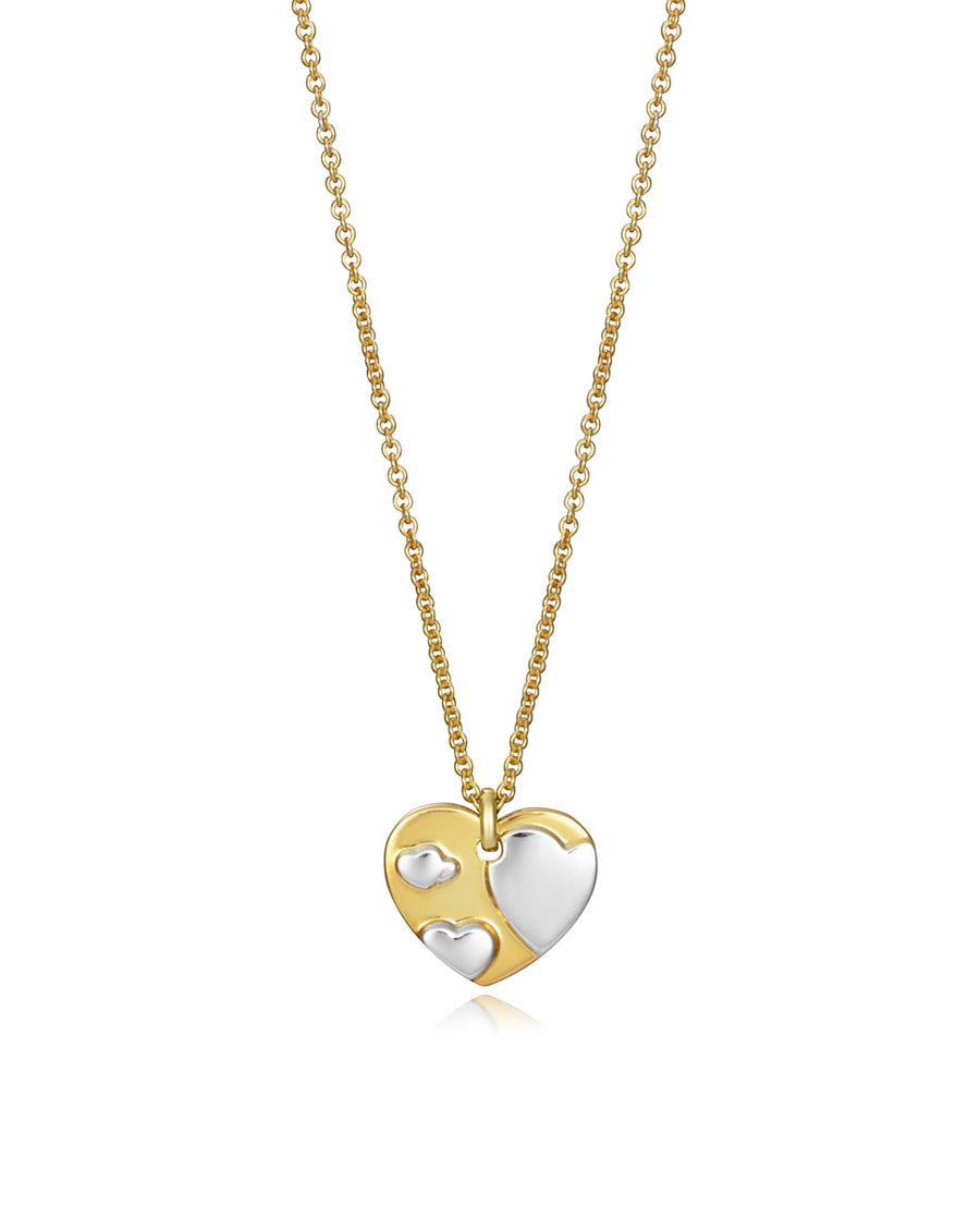 Collar De Plata De Ley Bitono Corazones Sra Fn