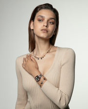 Steel Ip Gold Bracelet With Natural Stones: Lengt