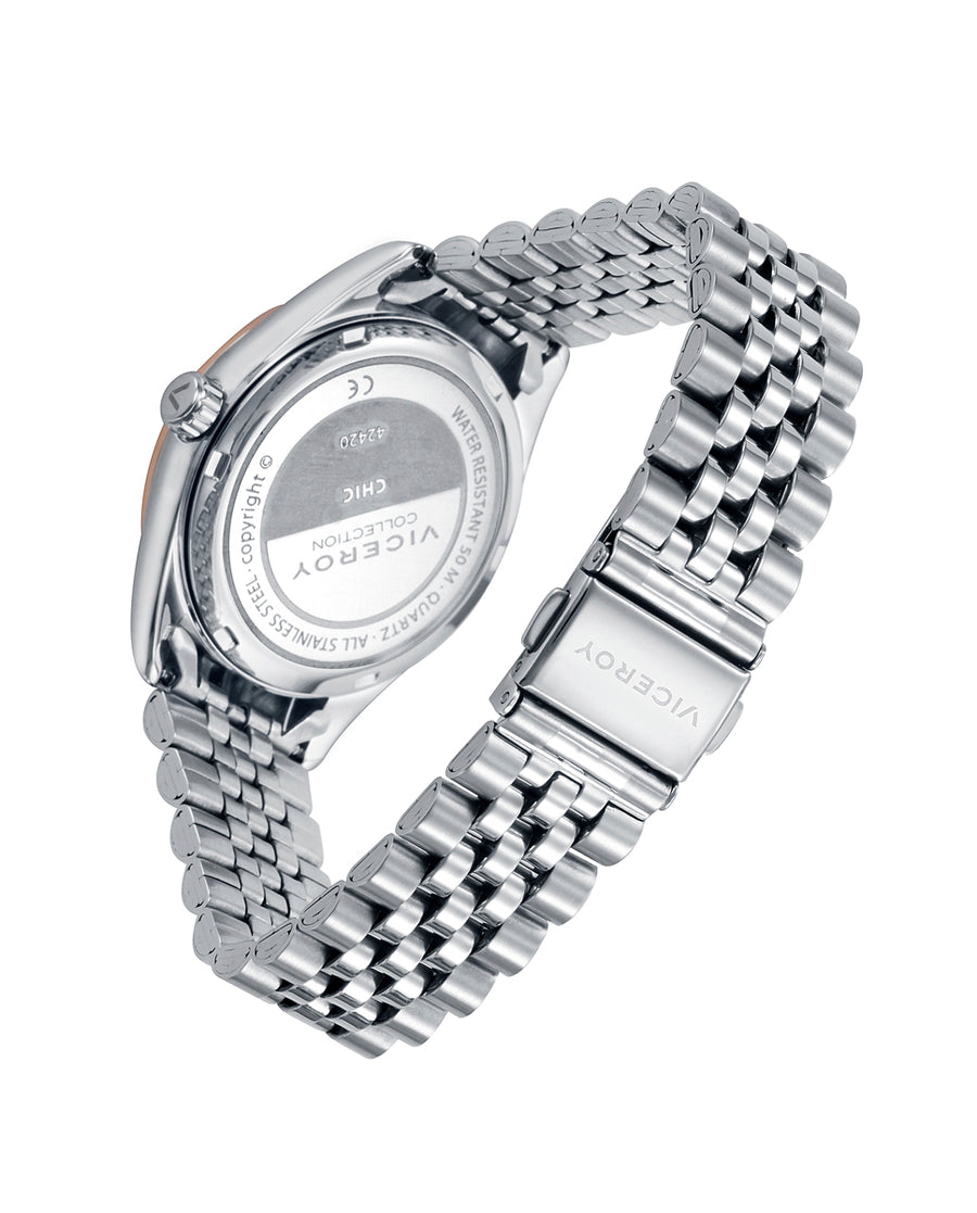 Reloj Acero Ip Rosa Brazalete Sra Va