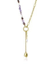 Steel Necklace With Natural Stones: Length 38,5+5
