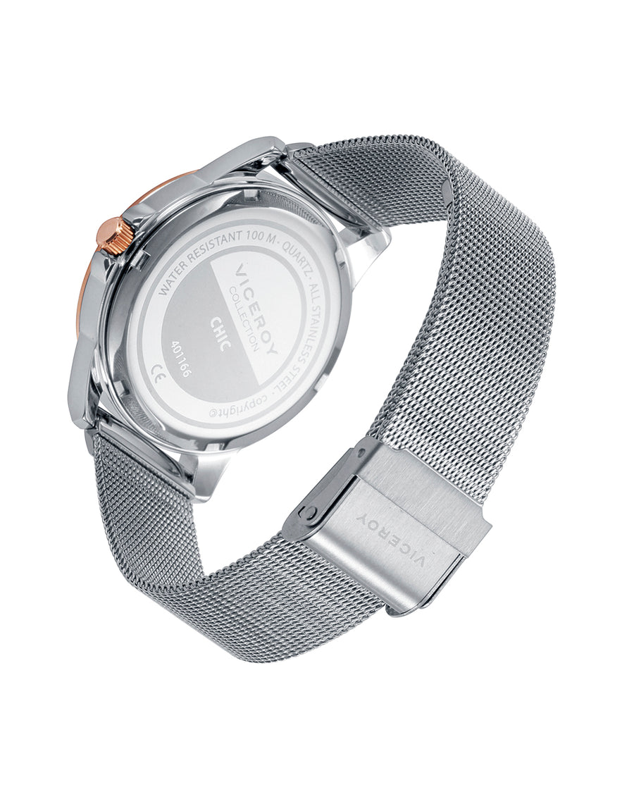 Reloj Acero Ip Rosa Brazalete Sra Va