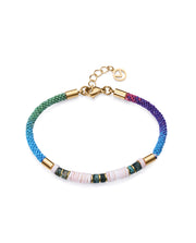 Steel Bracelet Ip Gold With Multicolour Cord And