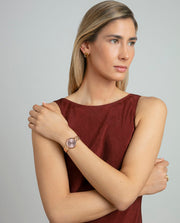 Reloj Acero Ip Rosa Brazalete Sra Va