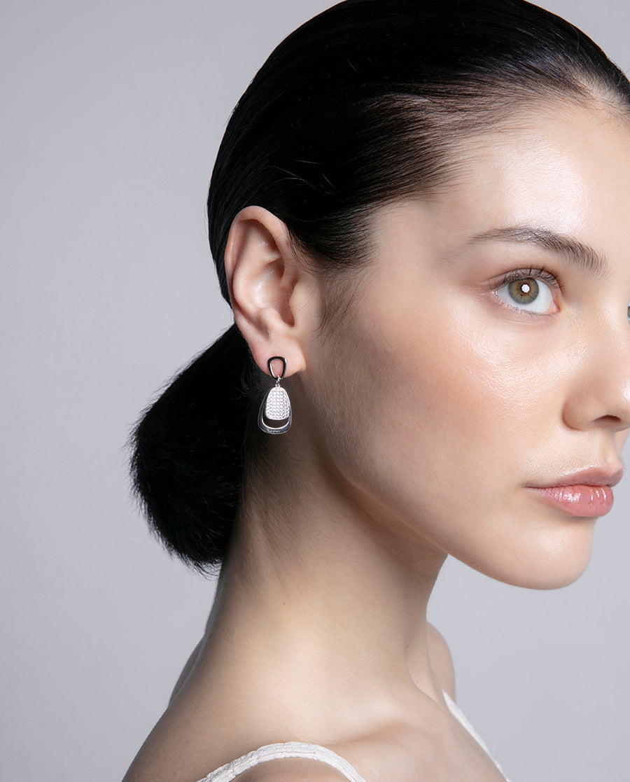 Sterling Silver Earrings With Rhodium Plating, Ge