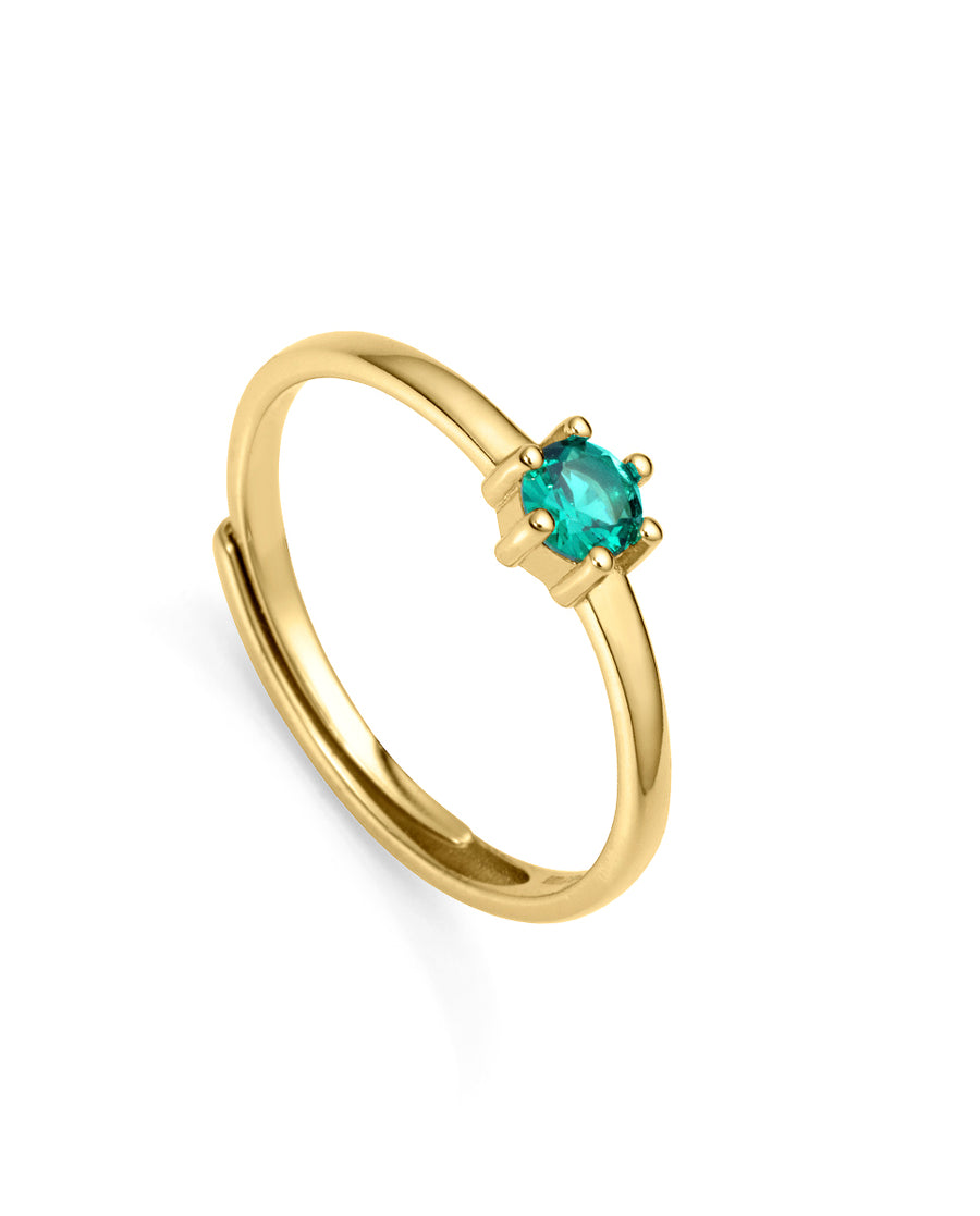 Sterling Silver Ring With Gold Plating And Green