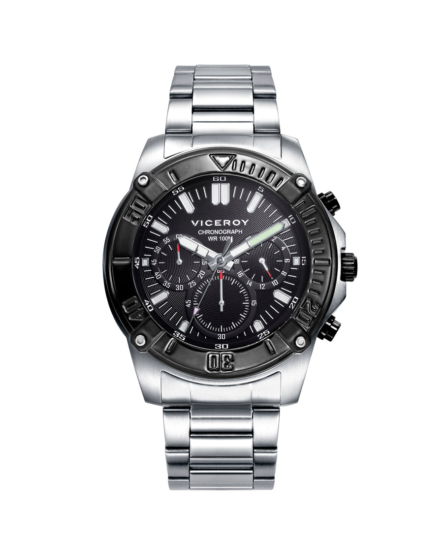 Bracelet Chrono Acier Ip Noir Sr Va