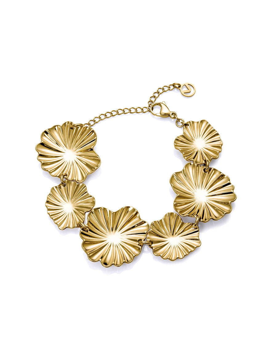 Steel Bracelet Ip Gold Flowers: Length 17,5+2,5 C