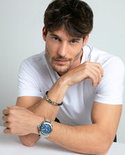 Reloj Acero Ip Azul Brazalete Sr Va