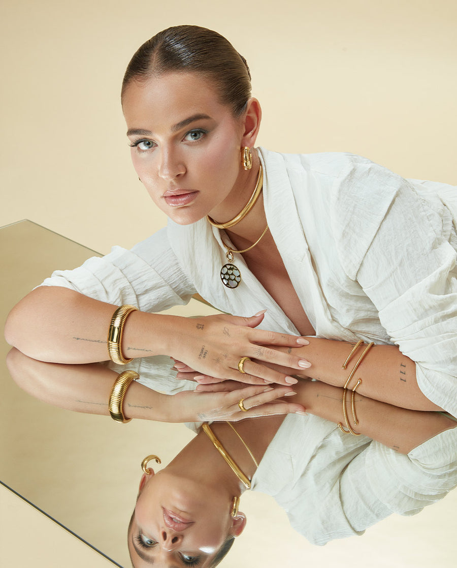 Anillo Acero Ip Dorado Tubogas Sra Fashion