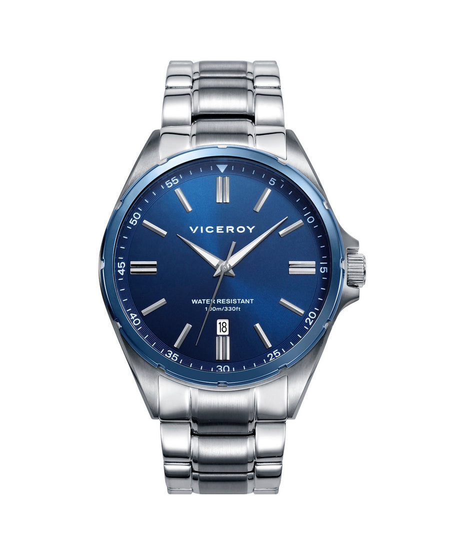 Reloj Acero Ip Azul Brazalete Sr Va