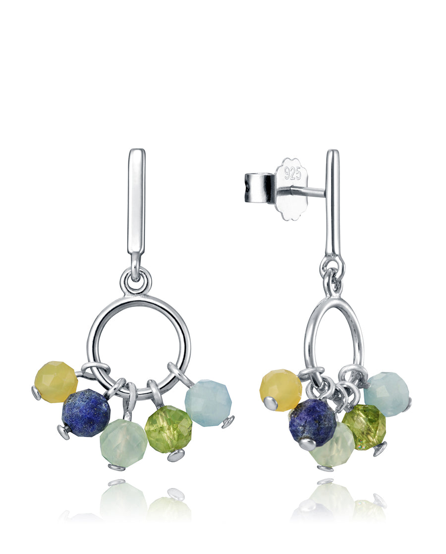 Pendientes Plata De Ley Con 5 Piedras Sra Jwl