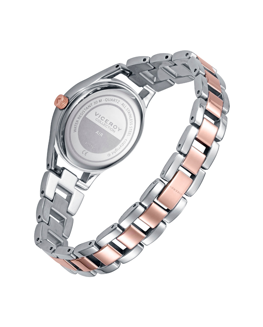 Reloj Acero Ip Rosa Brazalete Sra Va