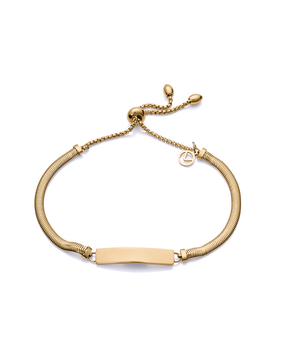Pulsera Acero Ip Dorado Placa Sra Fn