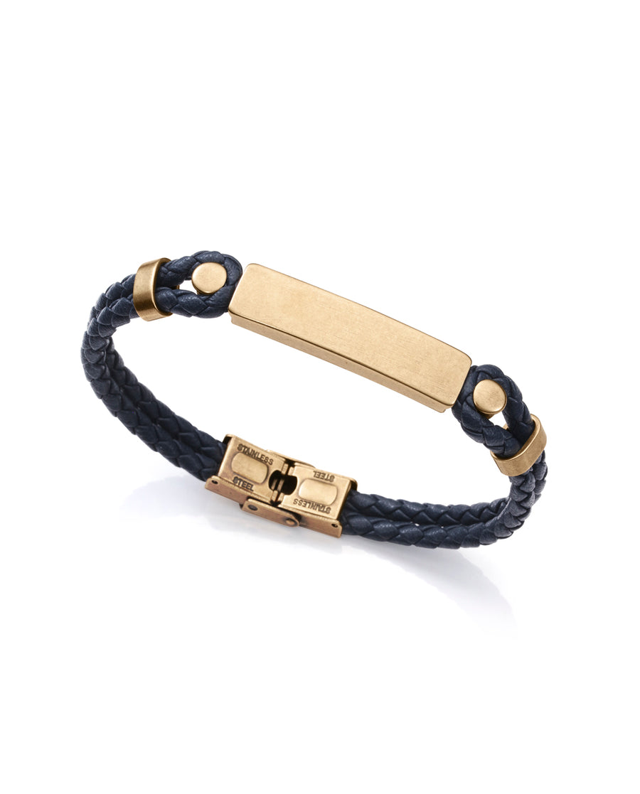Puls Acero Ipbronce Piel Azul Placa Sr Fn