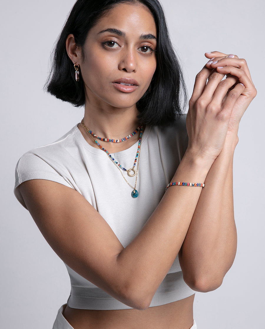 Steel Necklace Ip Gold Double, One Chain With Pen
