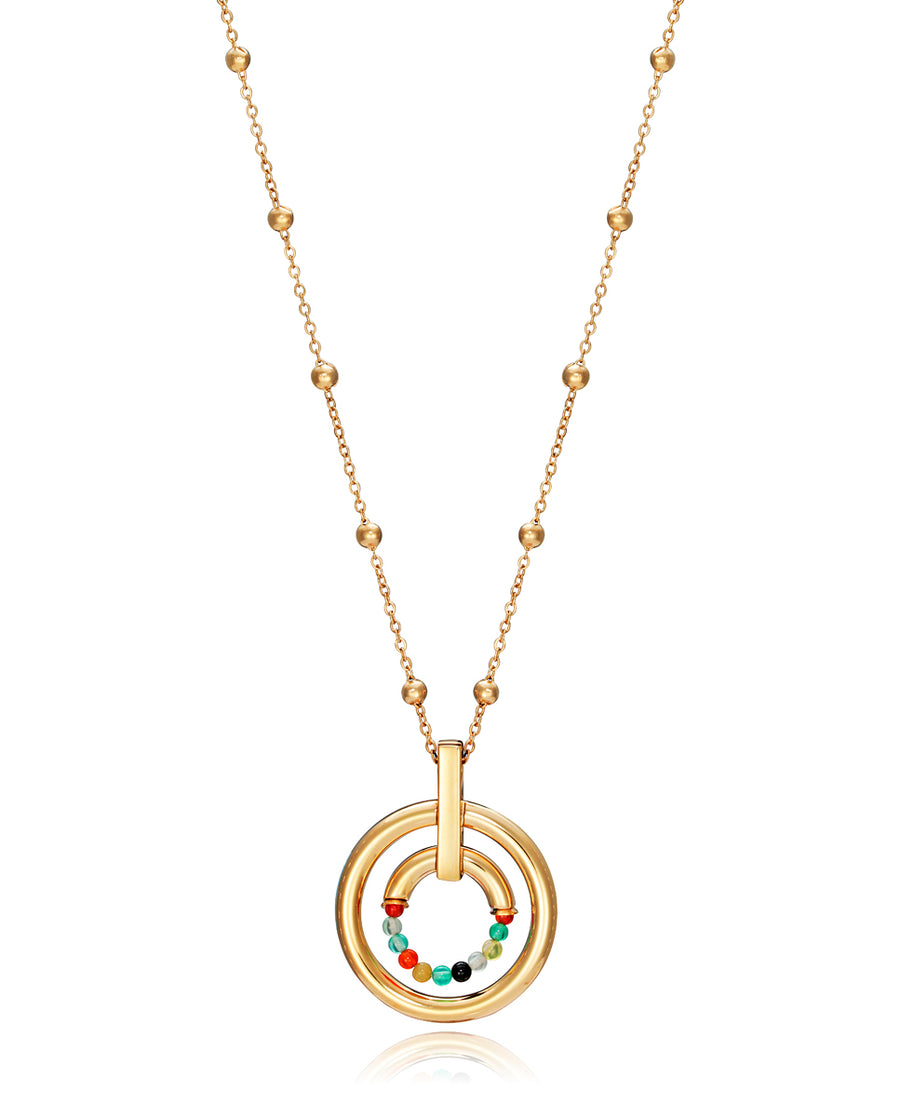 Coll Acero Dorado Bolas Multicolor Sra Fn