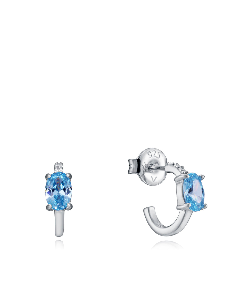 Sterling Silver Earrings With Rhodium Plating Aqu