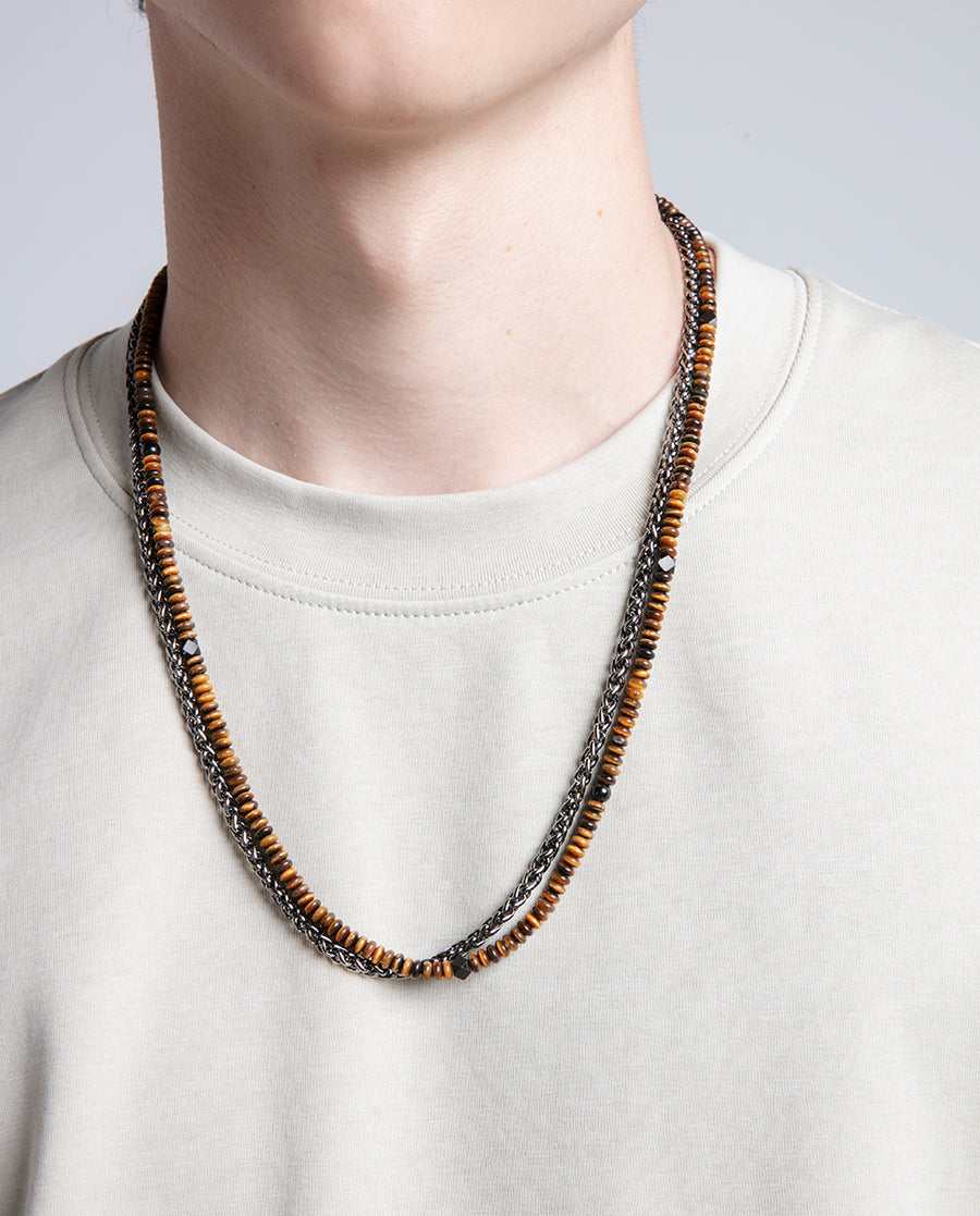 Collar Acero Ip Y Piedras Naturales Sr Fn
