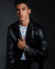 Puls Acero Y Piel Negra Sr Fashion
