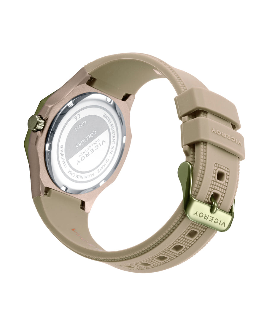 Beige Aluminium And Stainless Steel Ip Green Watc