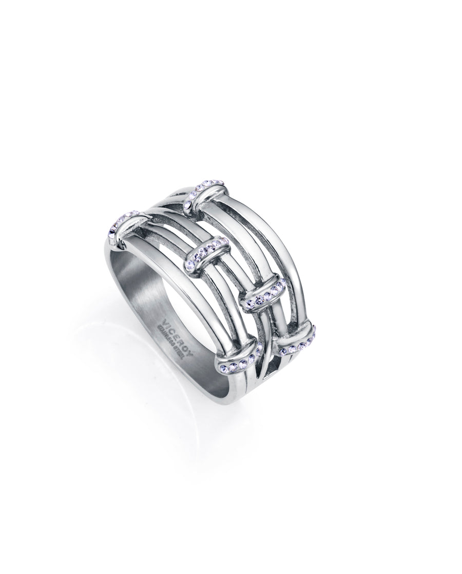 Steel Ring With Crystals: Size 12 Lady Fashion