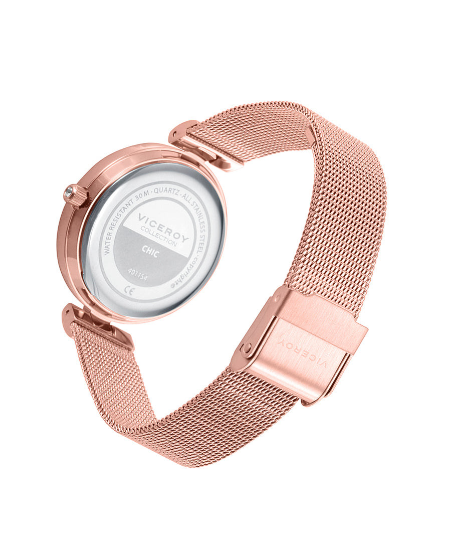 Reloj Acero Ip Rosa Brazalete Sra Va