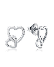 Pendientes De Plata Doble Corazón Sra Jwls