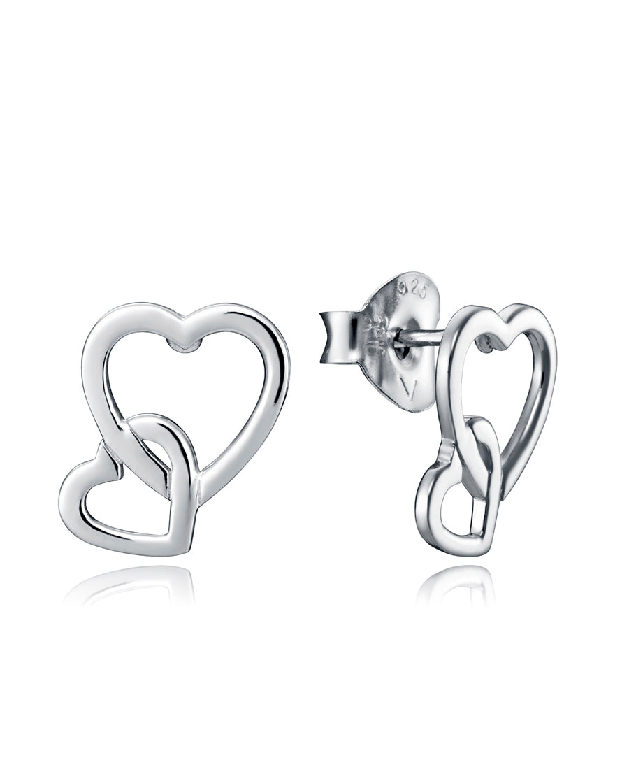 Pendientes De Plata Doble Corazón Sra Jwls