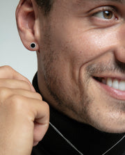 Pendentif Acier et Pierre Noire Nat Sr Fashion
