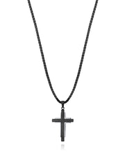 Collar Cuero Negro Cruz Acero Ip Negro Sr Fn