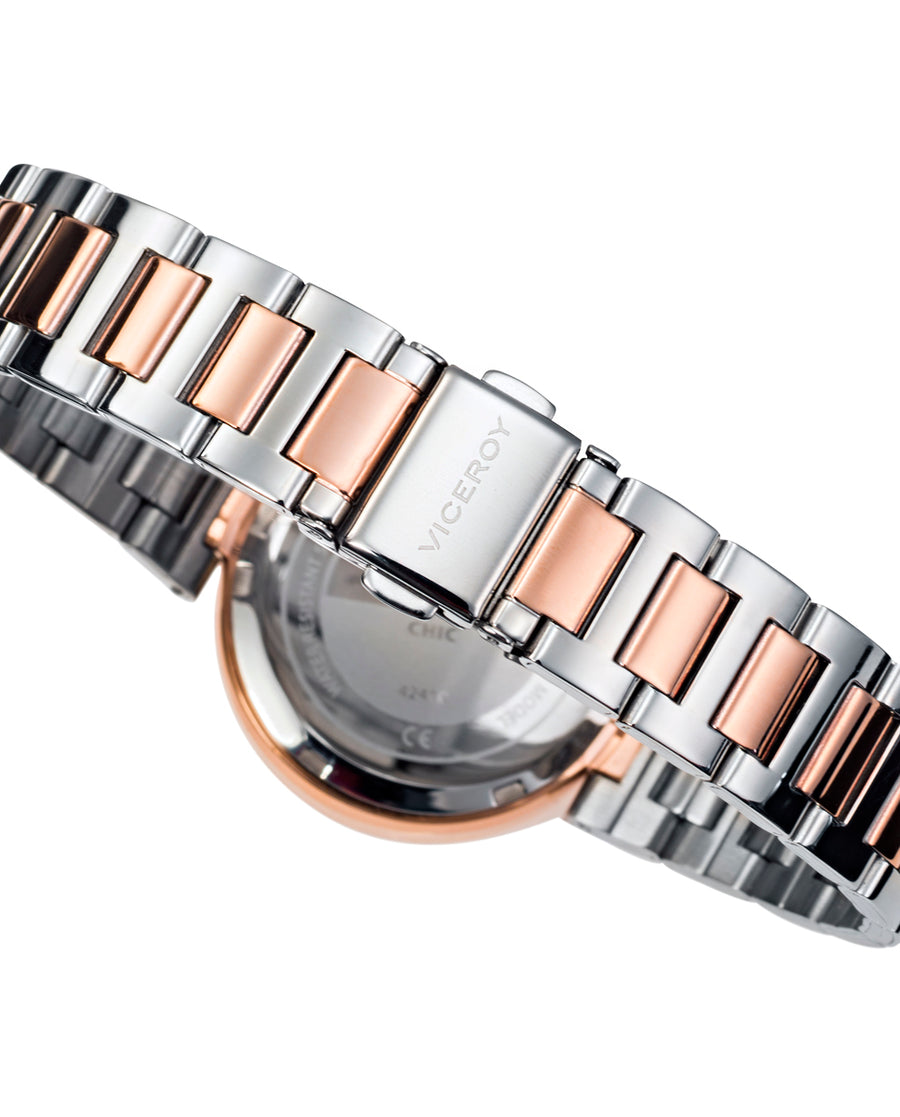 Reloj Acero Ip Rosa Brazalete Sra Va