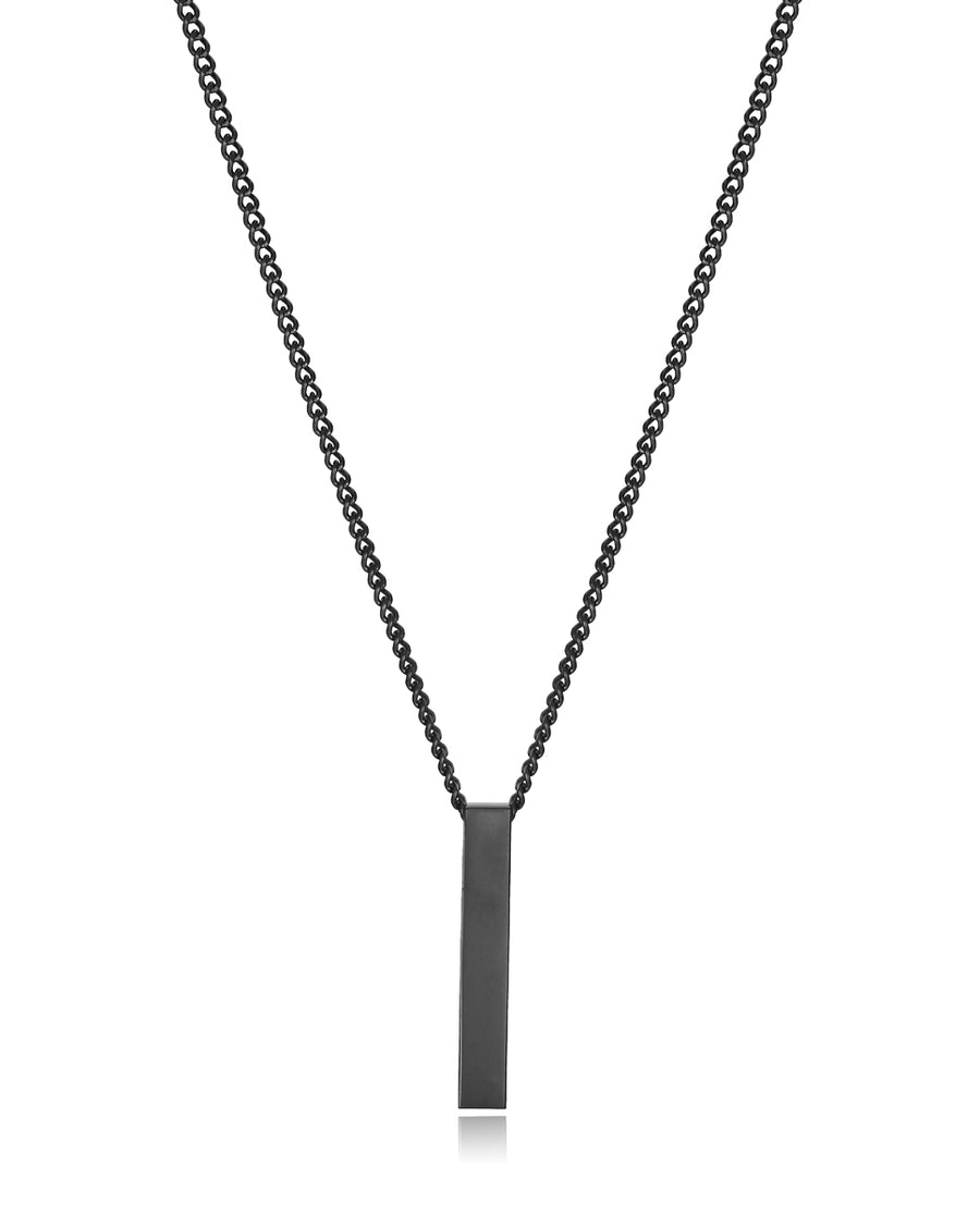 Steel Necklace Ip Black With Pendant: Length 50+5