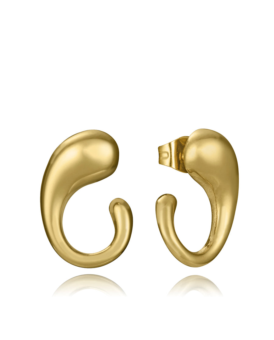 Steel Earrings Ip Gold Curved: Length 1,7 Cm Lady