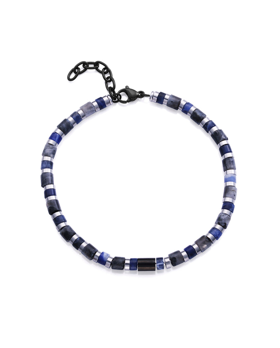 Steel Bracelet And Ip Black With Natural Stones: