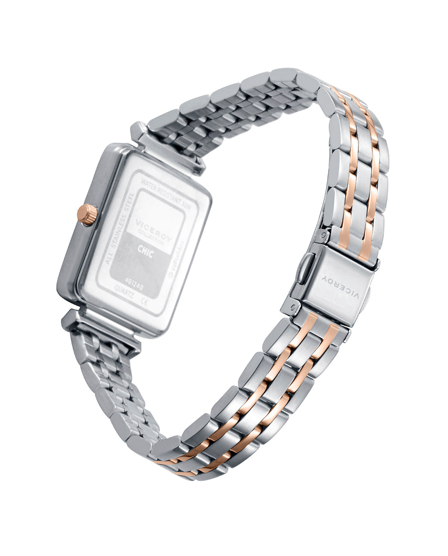 Reloj Acero Ip Rosa Brazalete Sra Va