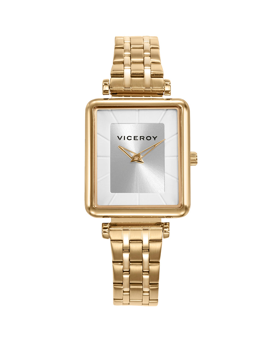 Reloj Acero Ip Dorado Brazalete Sra Va
