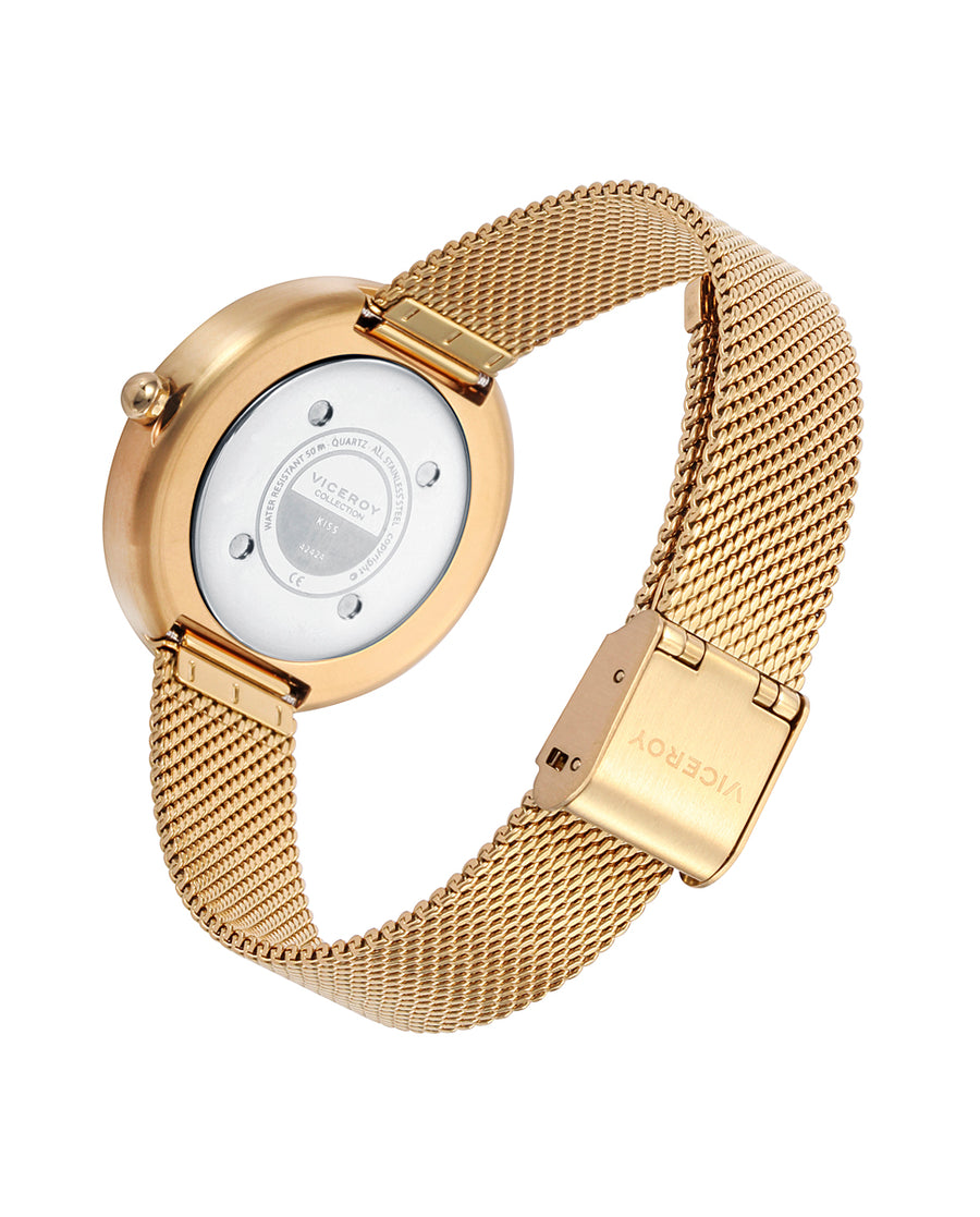 Reloj Acero Ip Dorado Brazalete Sra Va