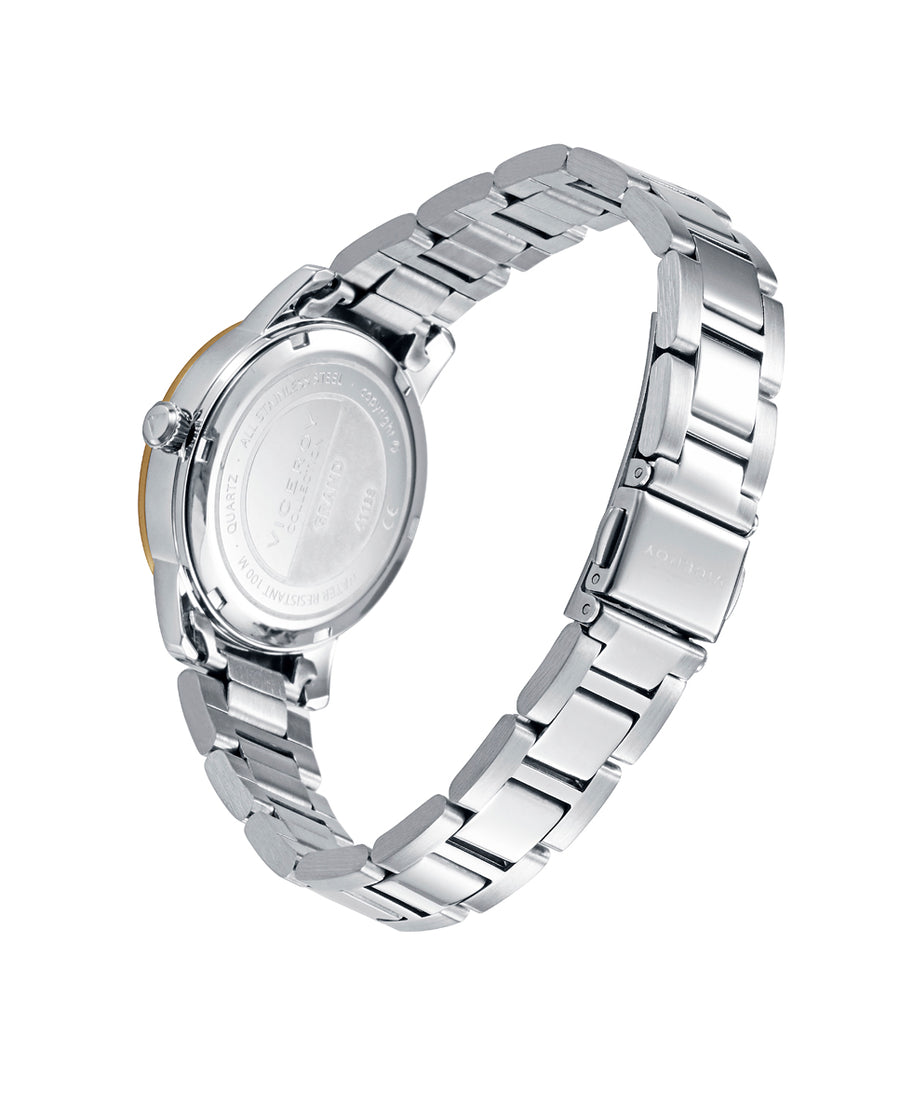 Reloj Acero Ip Dorado Brazalete Sra Va