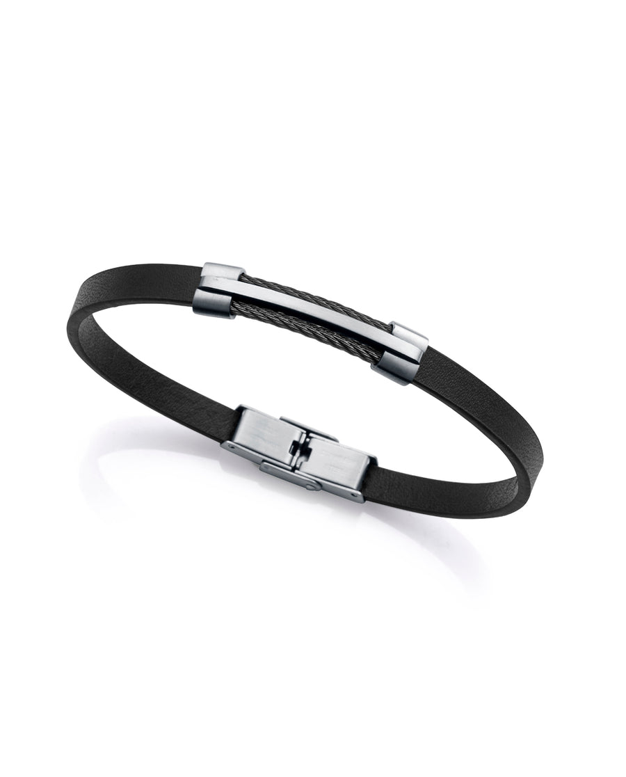 Puls Acero Ip Negro Piel Negra Sr Fashion