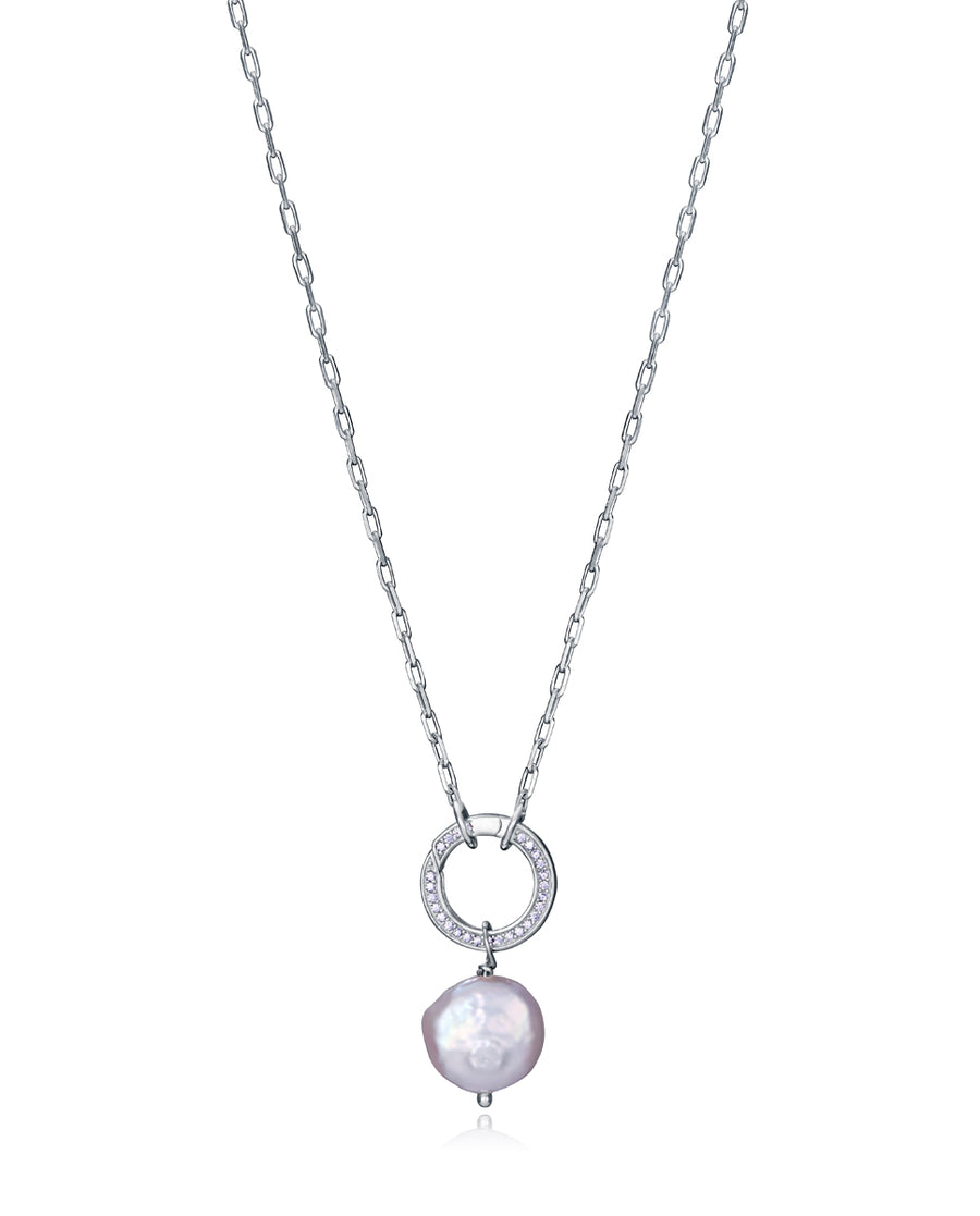 Collar Plata De Ley Baño Rodio Perl Sra Jwls