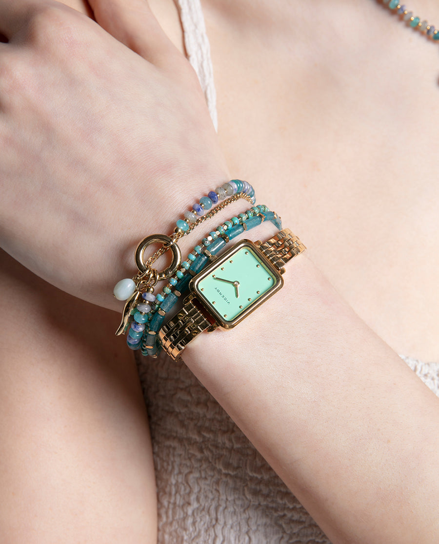 Reloj Acero Ip Dorado Brazalete Sra Va