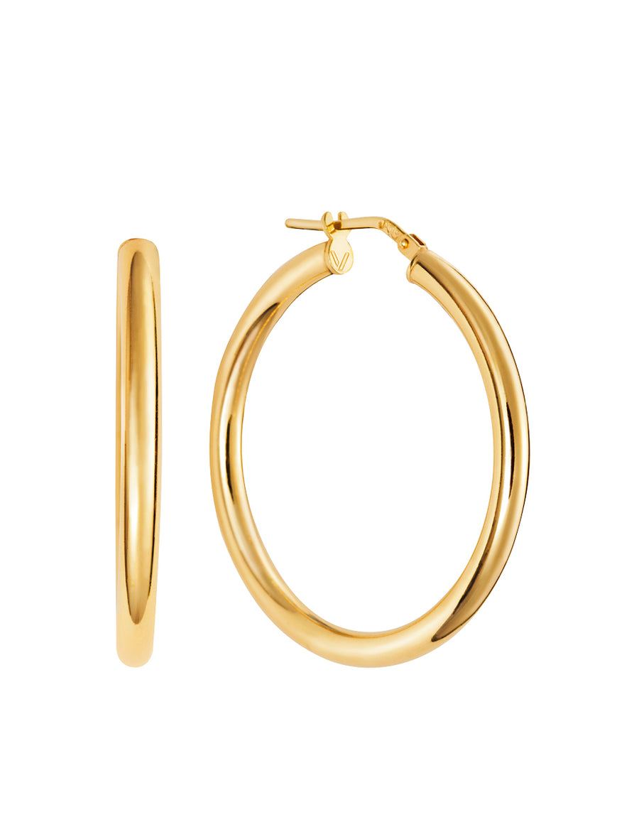 Pendiente Aro Plata De Ley Con Baño Oro 18 Kt Sra Jewel