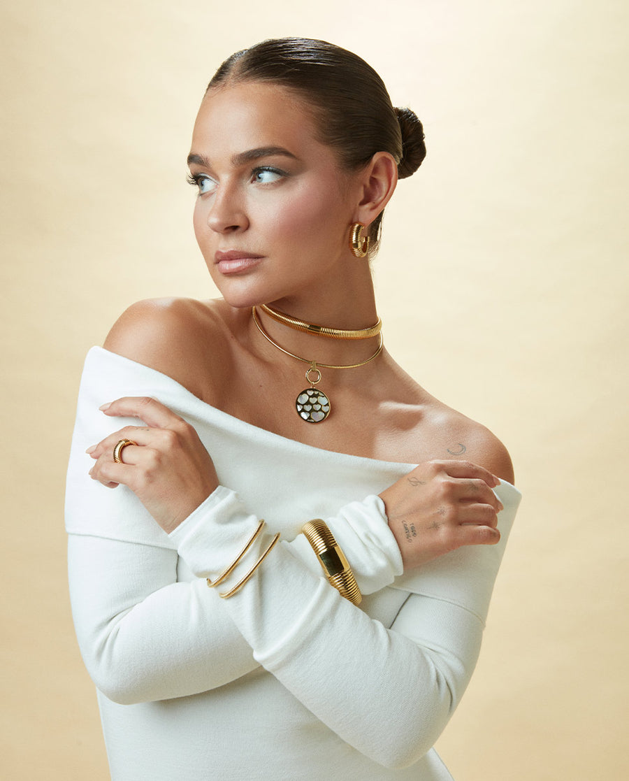 Anillo Acero Ip Dorado Tubogas Sra Fashion