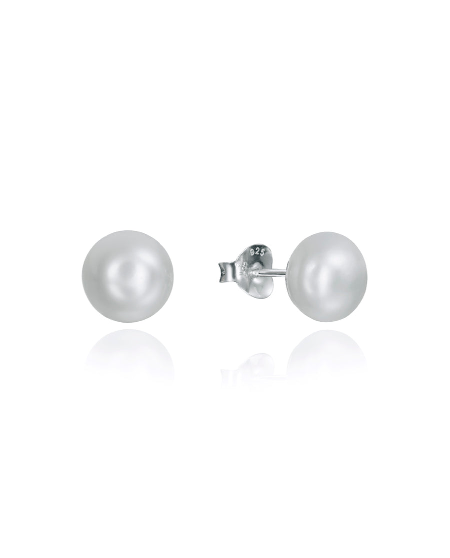 Sterling Silver Earrings Single Pearl 9mm W Jewels