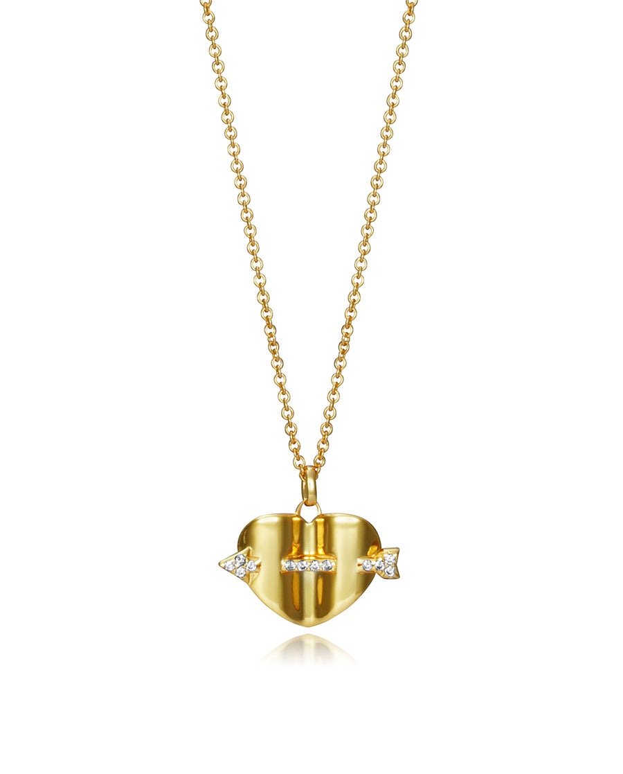 Coll Plata De Ley Dorado Flecha Corazon Sra Fn